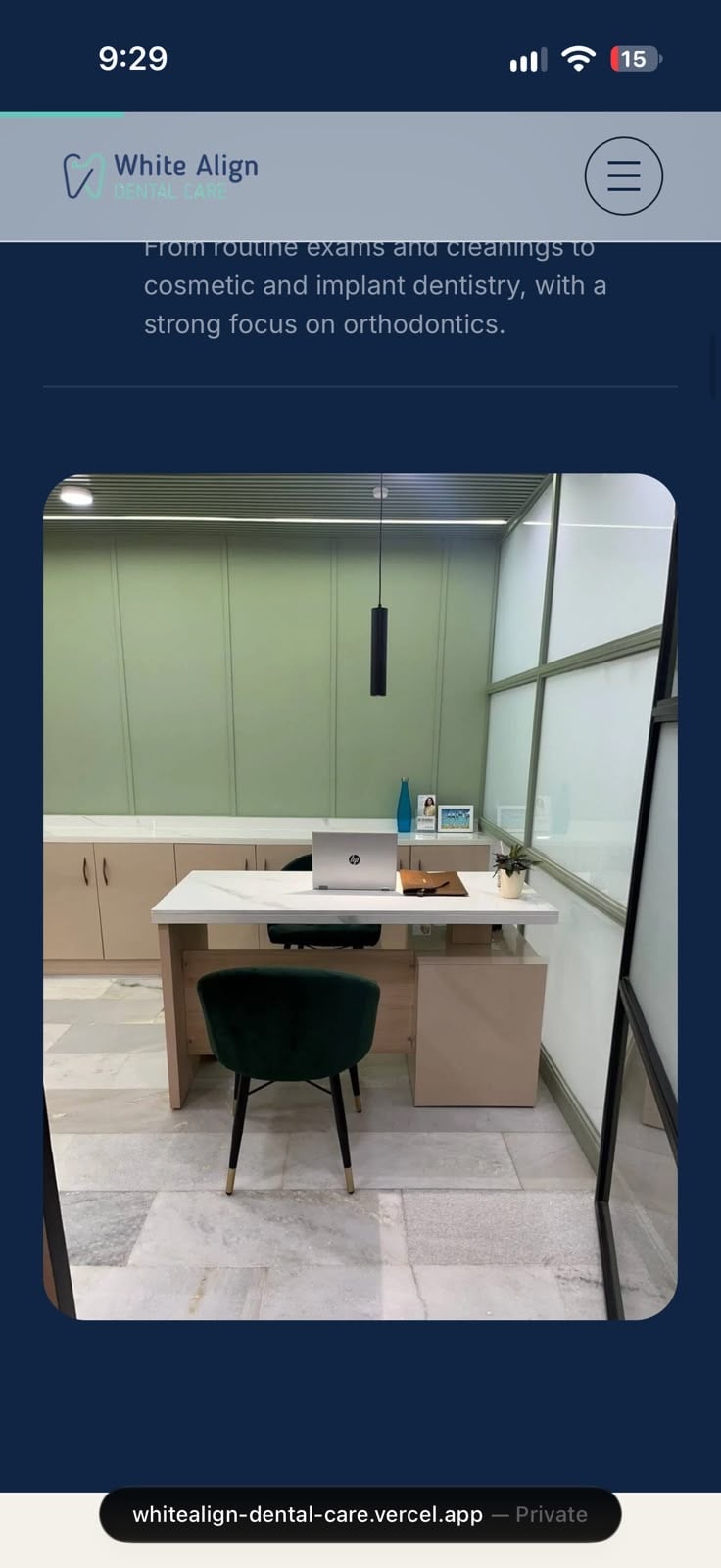 Clinic interior at White Align Dental Care